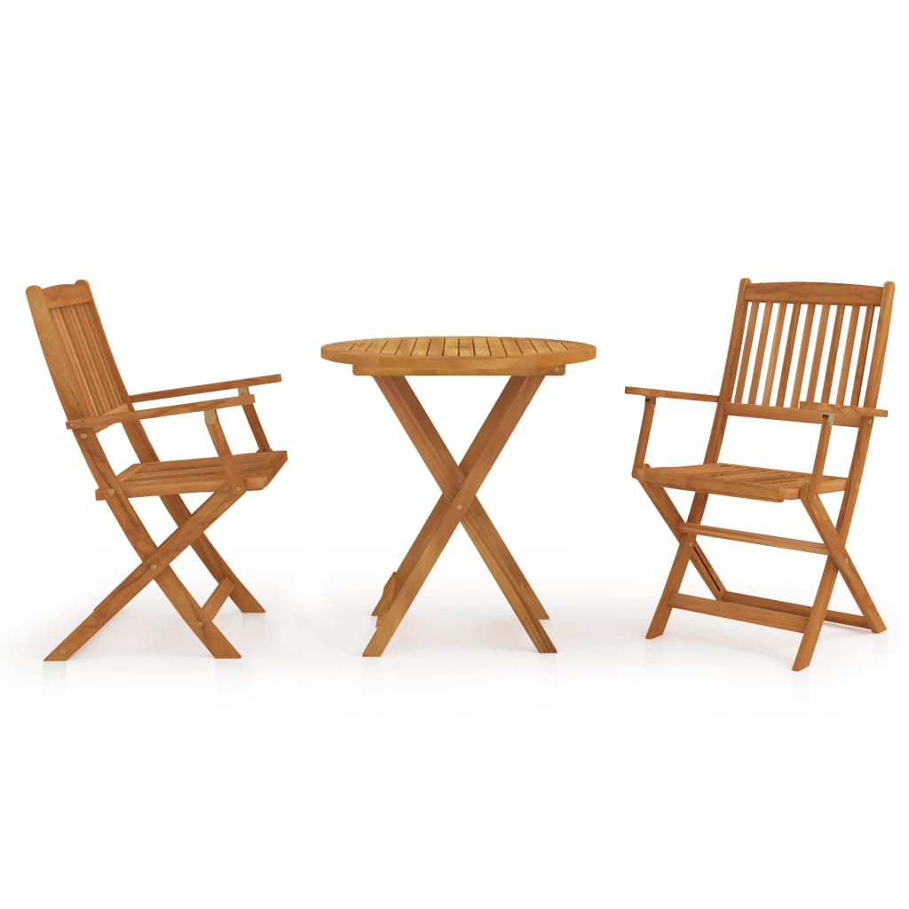 Set Da Pranzo Da Giardino 3 Pz Pieghevole In Massello Di Acacia