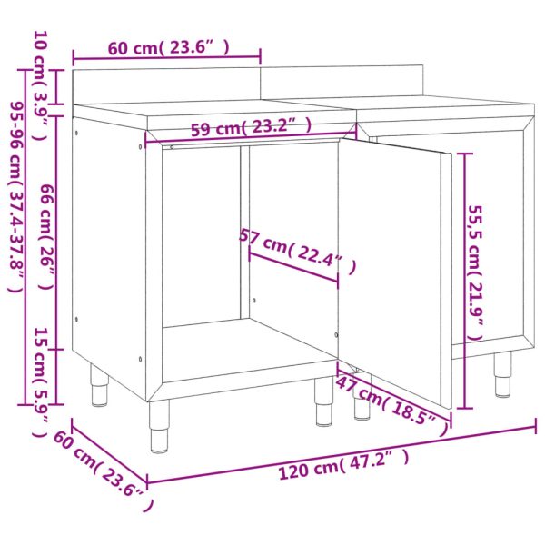 Mobiletto Con Piano Di Lavoro 120x60x96 Cm In Acciaio Inox - Image 5