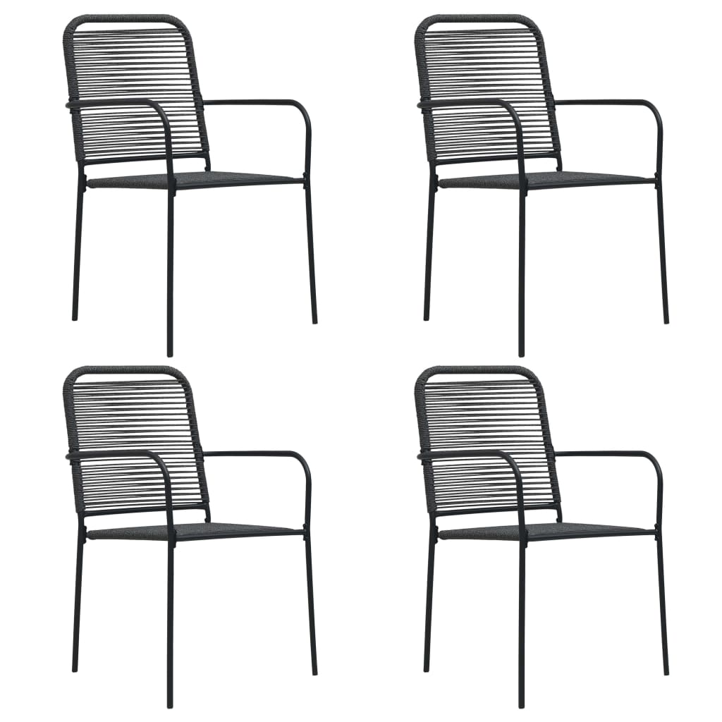 Set Da Pranzo Da Esterni 5 Pz In Corda Di Cotone E Acciaio Nero - Image 6