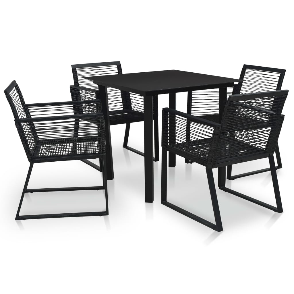 Set Da Pranzo Da Giardino 5 Pz In Rattan Pvc Nero