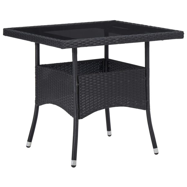 Set Mobili Da Pranzo Per Giardino 3 Pz Nero Polyrattan E Acacia - Image 2