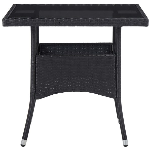 Set Mobili Da Pranzo Per Giardino 3 Pz Nero Polyrattan E Acacia - Image 3