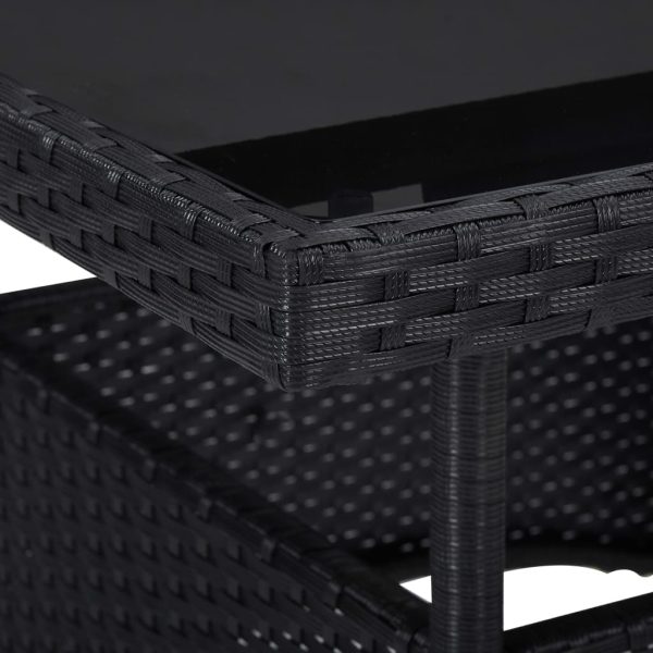 Set Mobili Da Pranzo Per Giardino 3 Pz Nero Polyrattan E Acacia - Image 4