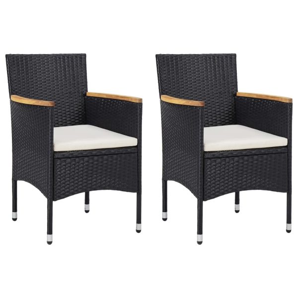 Set Mobili Da Pranzo Per Giardino 3 Pz Nero Polyrattan E Acacia - Image 5