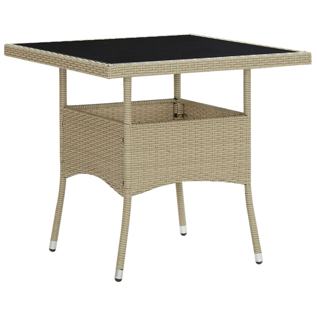 Set Da Pranzo Da Giardino 5 Pz In Polyrattan E Vetro Beige - Image 3