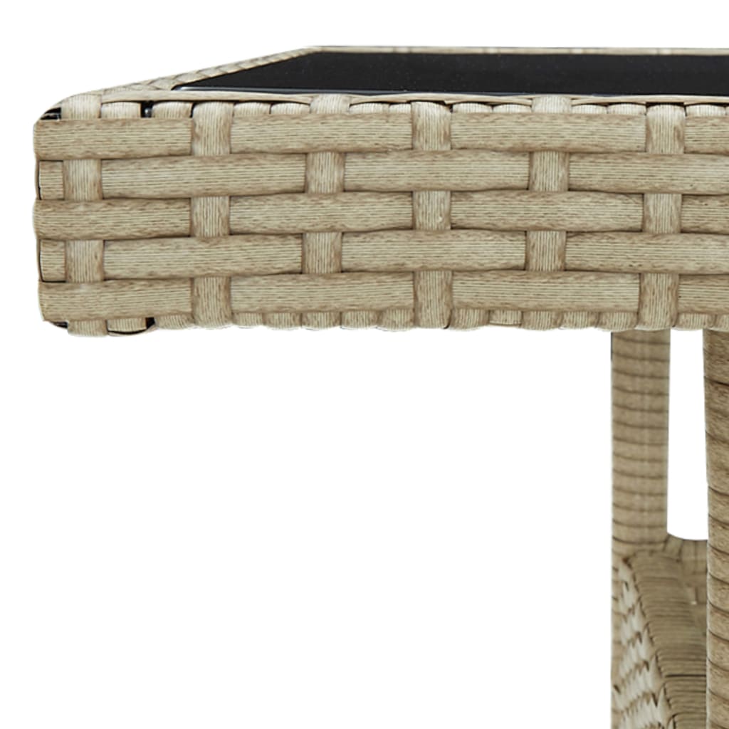 Set Da Pranzo Da Giardino 5 Pz In Polyrattan E Vetro Beige - Image 4