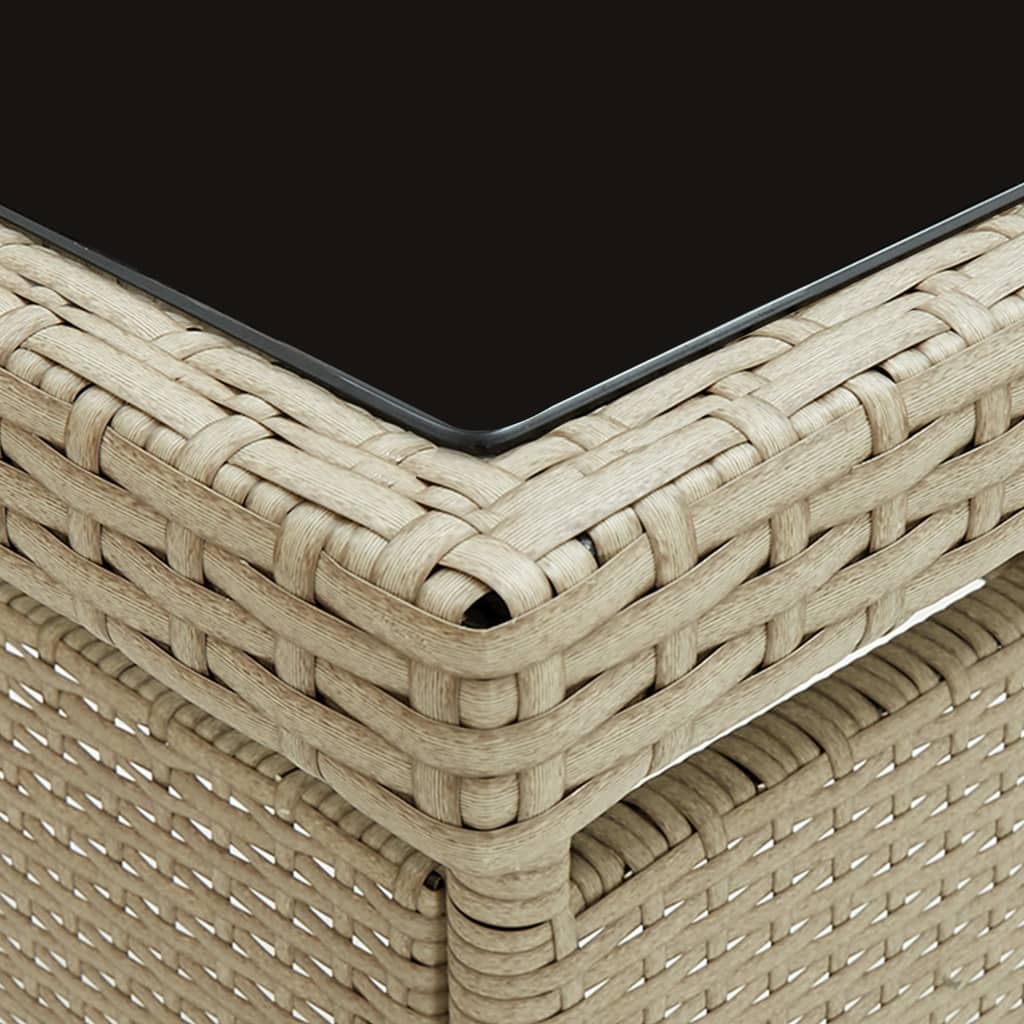 Set Da Pranzo Da Giardino 5 Pz In Polyrattan E Vetro Beige - Image 5