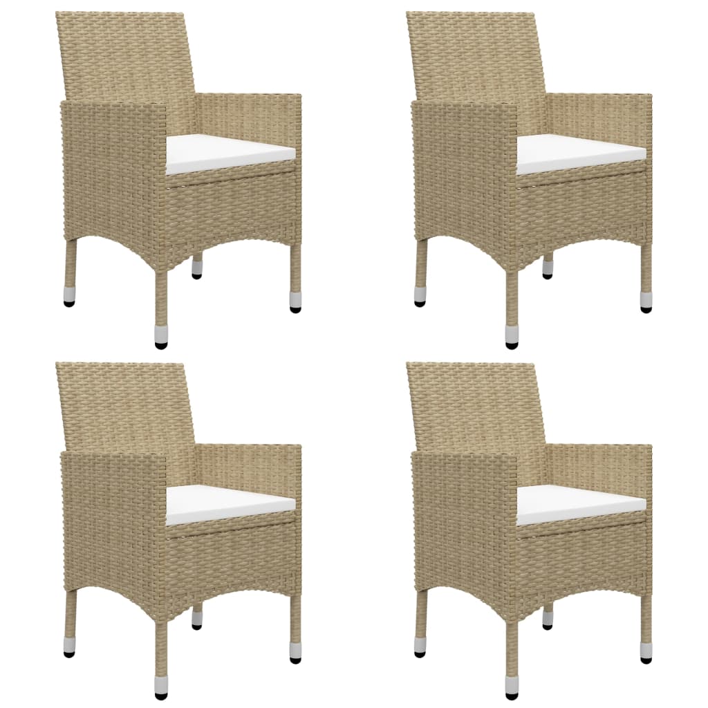 Set Da Pranzo Da Giardino 5 Pz In Polyrattan E Vetro Beige - Image 6
