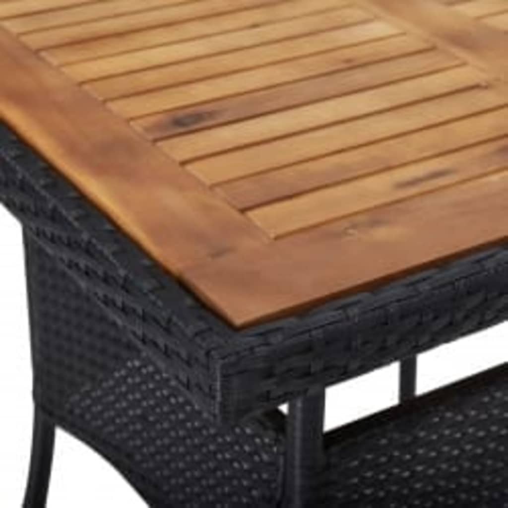 Set Mobili Da Pranzo Da Giardino 5 Pz Nero Polyrattan E Acacia - Image 4