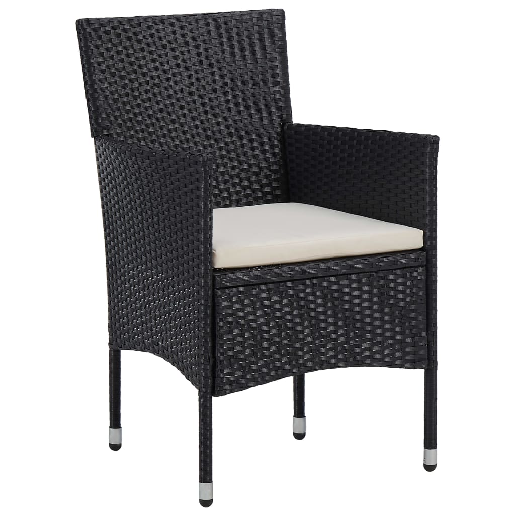 Set Mobili Da Pranzo Da Giardino 5 Pz Nero Polyrattan E Acacia - Image 5