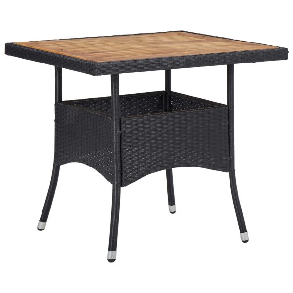 Set Mobili Da Pranzo Per Giardino 5 Pz Nero Polyrattan E Acacia - Image 3