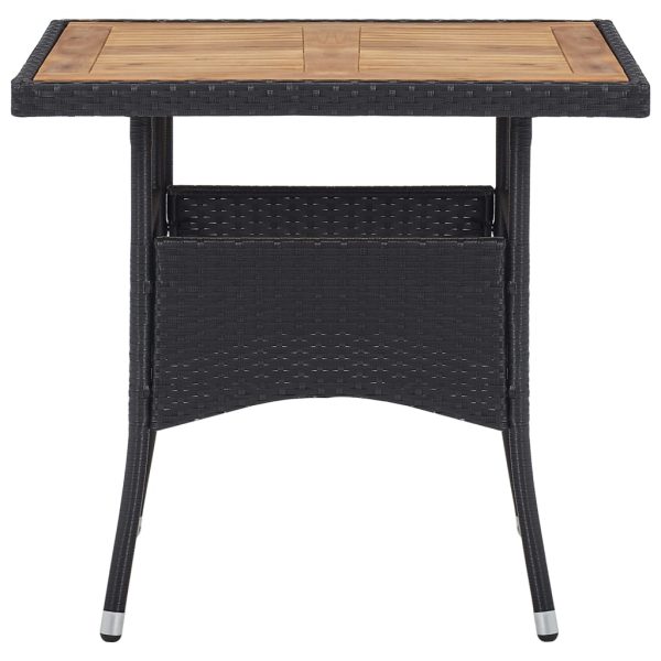 Set Mobili Da Pranzo Per Giardino 5 Pz Nero Polyrattan E Acacia - Image 4