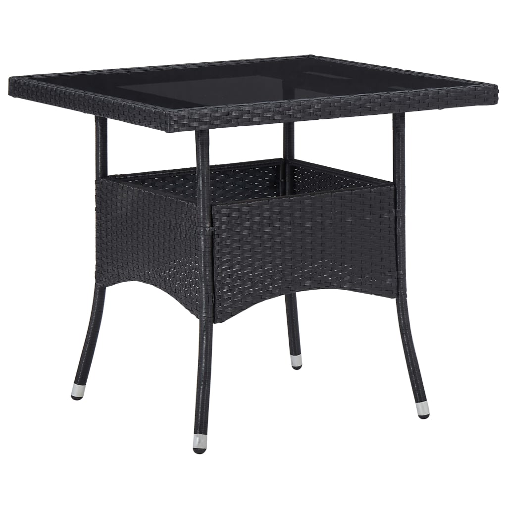 Set Da Pranzo Per Giardino 5 Pz Polyrattan Vetro Temperato Nero - Image 3