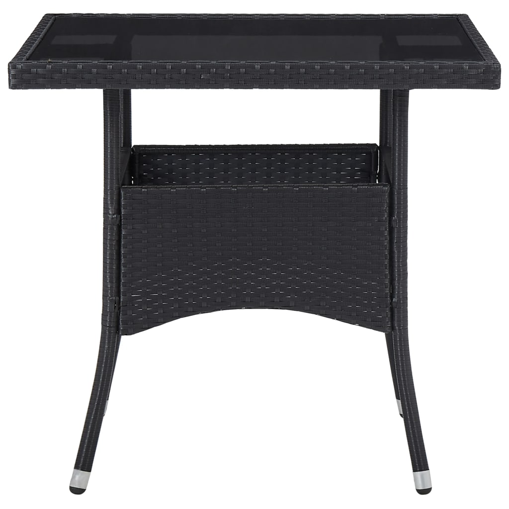 Set Da Pranzo Per Giardino 5 Pz Polyrattan Vetro Temperato Nero - Image 4