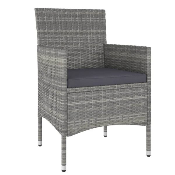 Set Pranzo Da Giardino 5 Pz Polyrattan E Vetro Temperato Grigio - Image 5