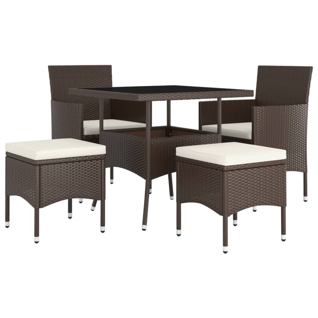 Set Da Pranzo Per Giardino 5 Pz In Polyrattan Marrone - Image 3