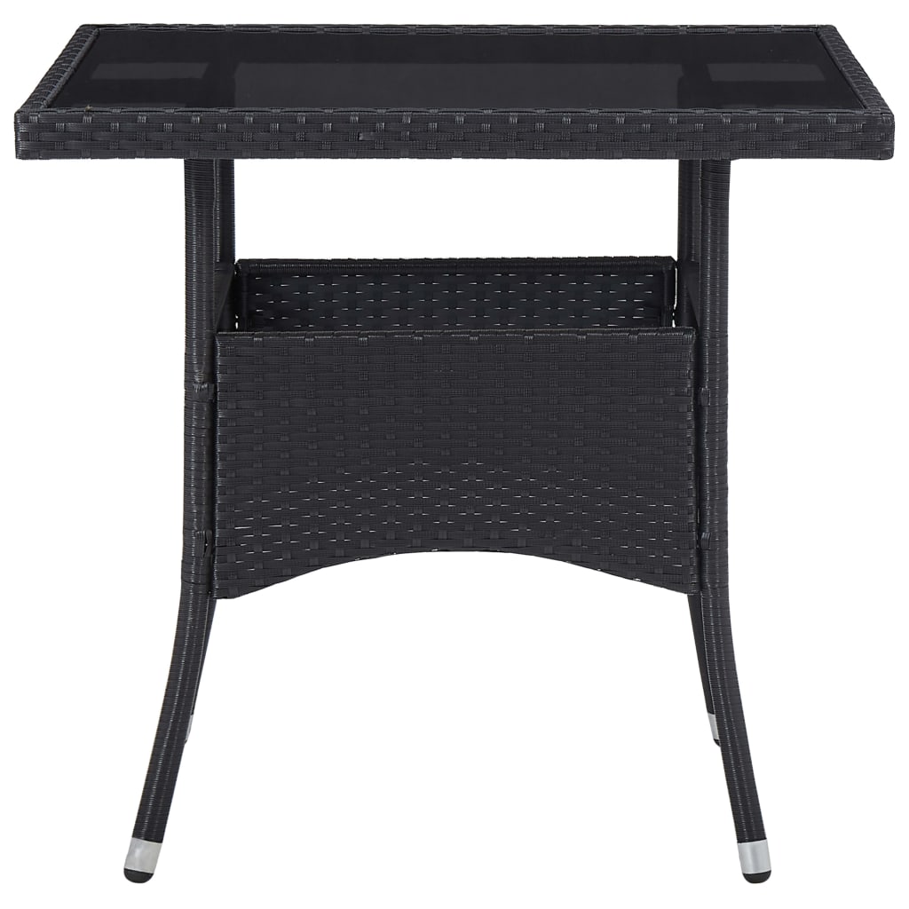 Set Da Pranzo Per Giardino 5 Pz Polyrattan Vetro Temperato Nero - Image 4