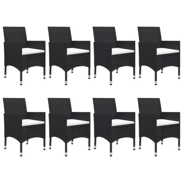 Set Mobili Da Pranzo Per Giardino 9 Pz Polyrattan E Vetro Nero - Image 6