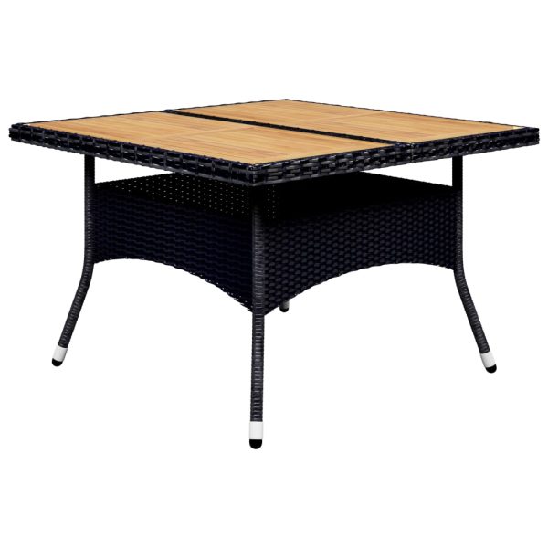 Set Da Pranzo Da Giardino 9 Pz In Polyrattan E Acacia Nero - Image 3