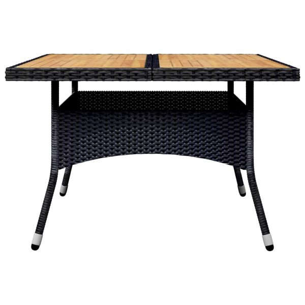 Set Da Pranzo Da Giardino 9 Pz In Polyrattan E Acacia Nero - Image 5