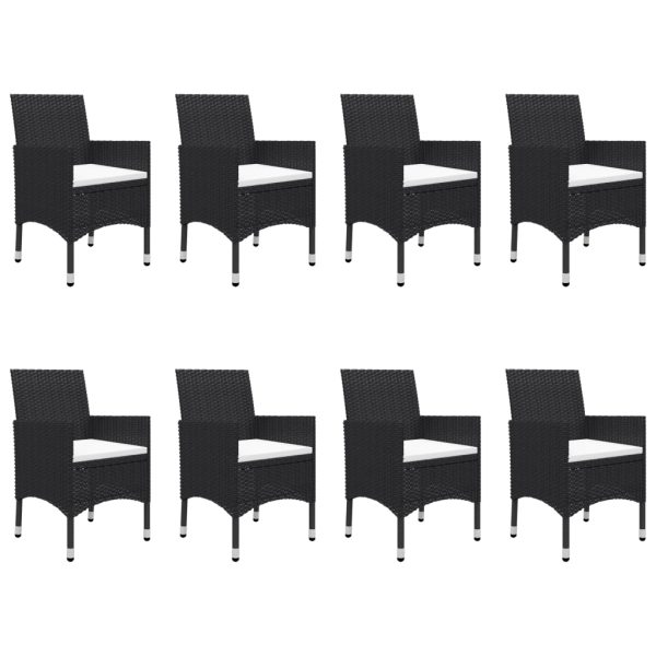 Set Da Pranzo Da Giardino 9 Pz In Polyrattan E Acacia Nero - Image 6