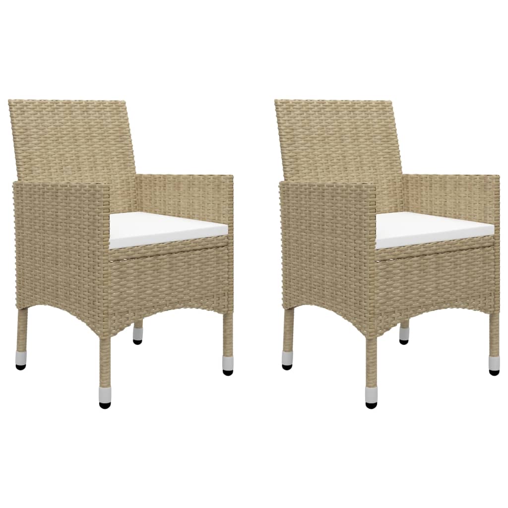 Set Bistrot Da Giardino 3 Pz Polyrattan E Vetro Temperato Beige - Image 3