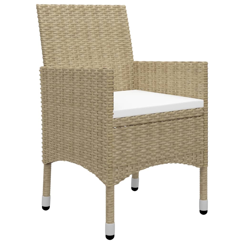 Set Bistrot Da Giardino 3 Pz Polyrattan E Vetro Temperato Beige - Image 4
