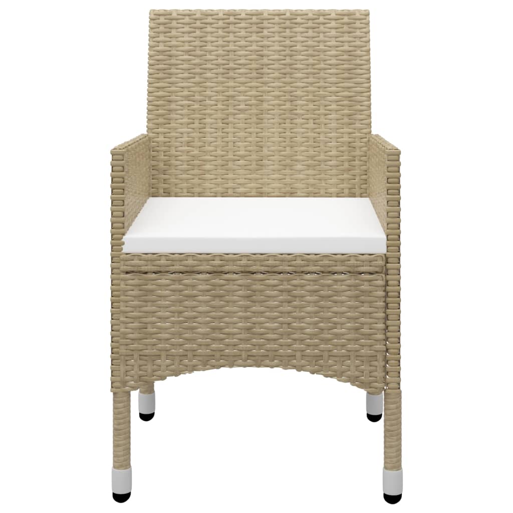 Set Bistrot Da Giardino 3 Pz Polyrattan E Vetro Temperato Beige - Image 5