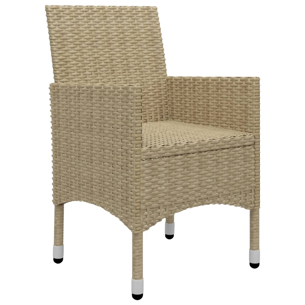 Set Bistrot Da Giardino 3 Pz Polyrattan E Vetro Temperato Beige - Image 6