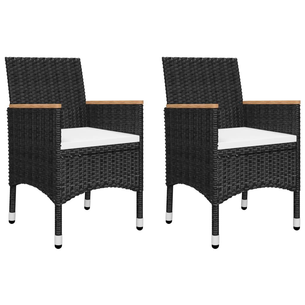 Set Da Bistrot Per Giardino 3 Pz In Polyrattan E Acacia Nero - Image 3