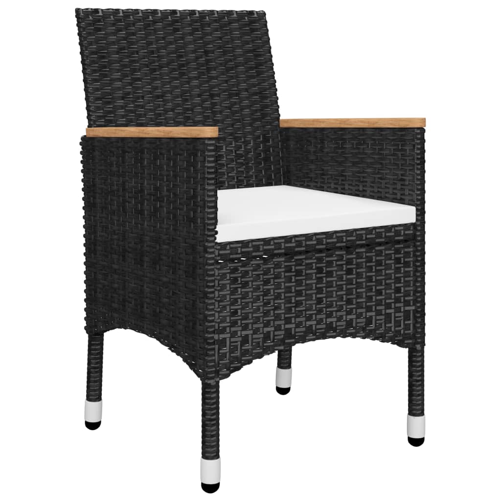 Set Da Bistrot Per Giardino 3 Pz In Polyrattan E Acacia Nero - Image 4