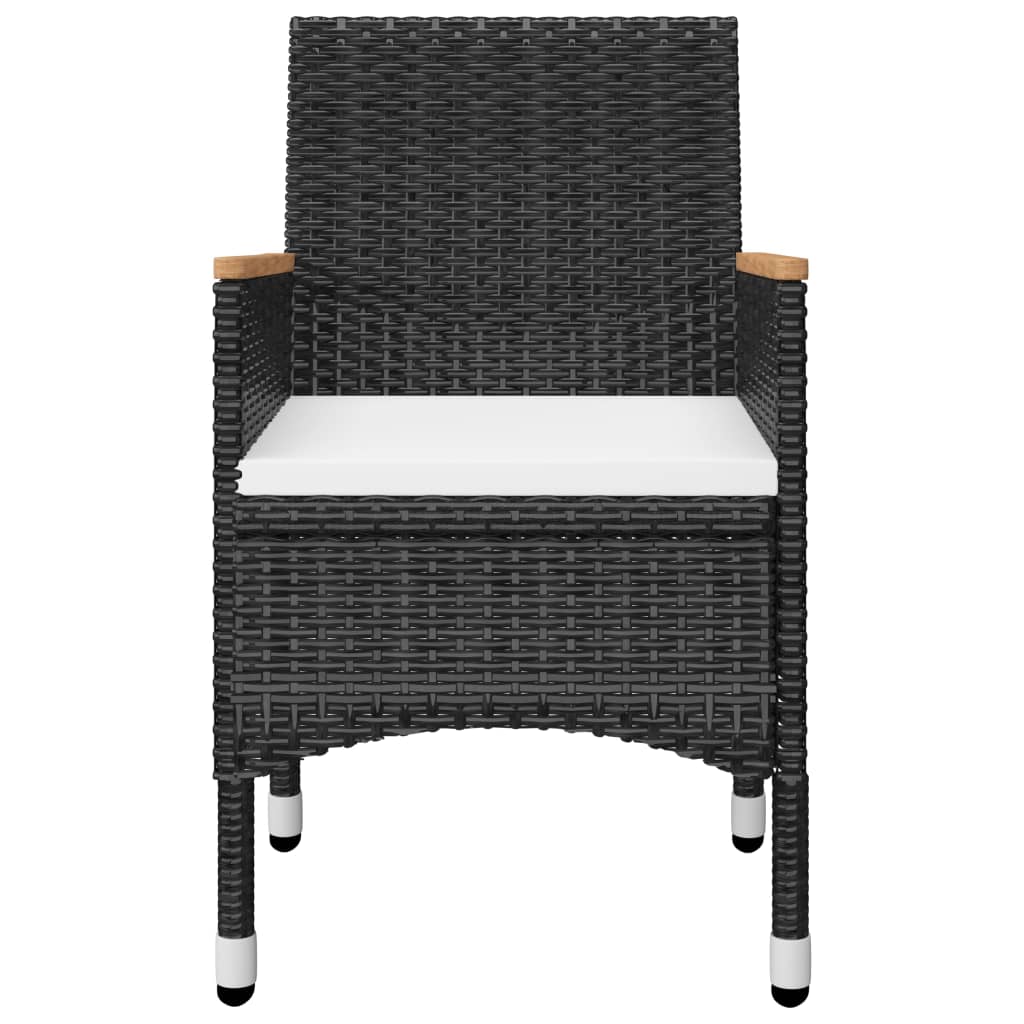 Set Da Bistrot Per Giardino 3 Pz In Polyrattan E Acacia Nero - Image 5