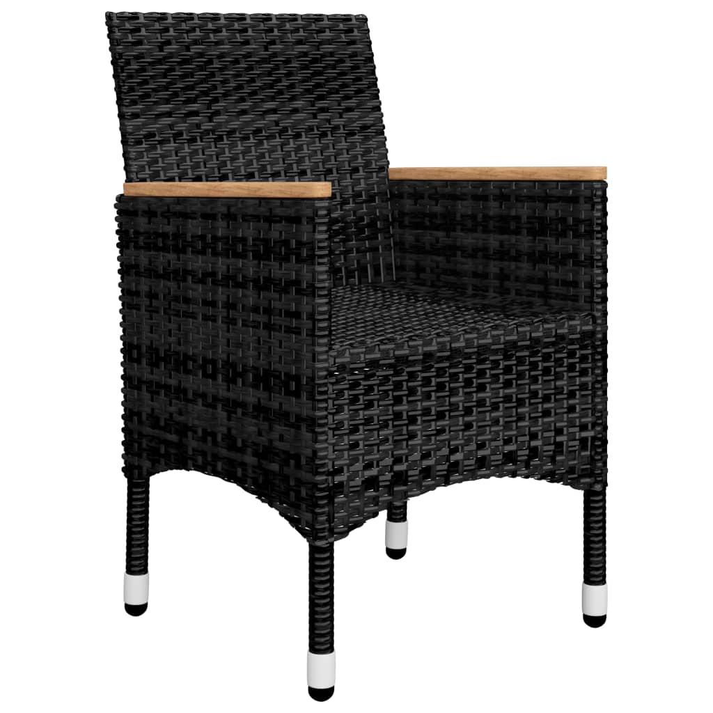 Set Da Bistrot Per Giardino 3 Pz In Polyrattan E Acacia Nero - Image 6