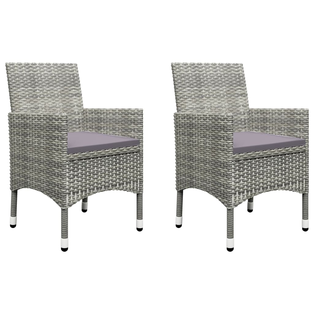 Set Bistrot Giardino 3 Pz Polyrattan E Vetro Temperato Grigio - Image 3