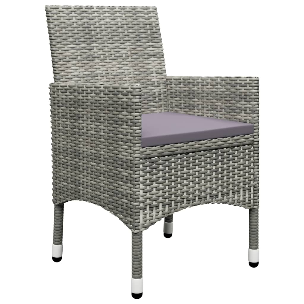 Set Bistrot Giardino 3 Pz Polyrattan E Vetro Temperato Grigio - Image 4