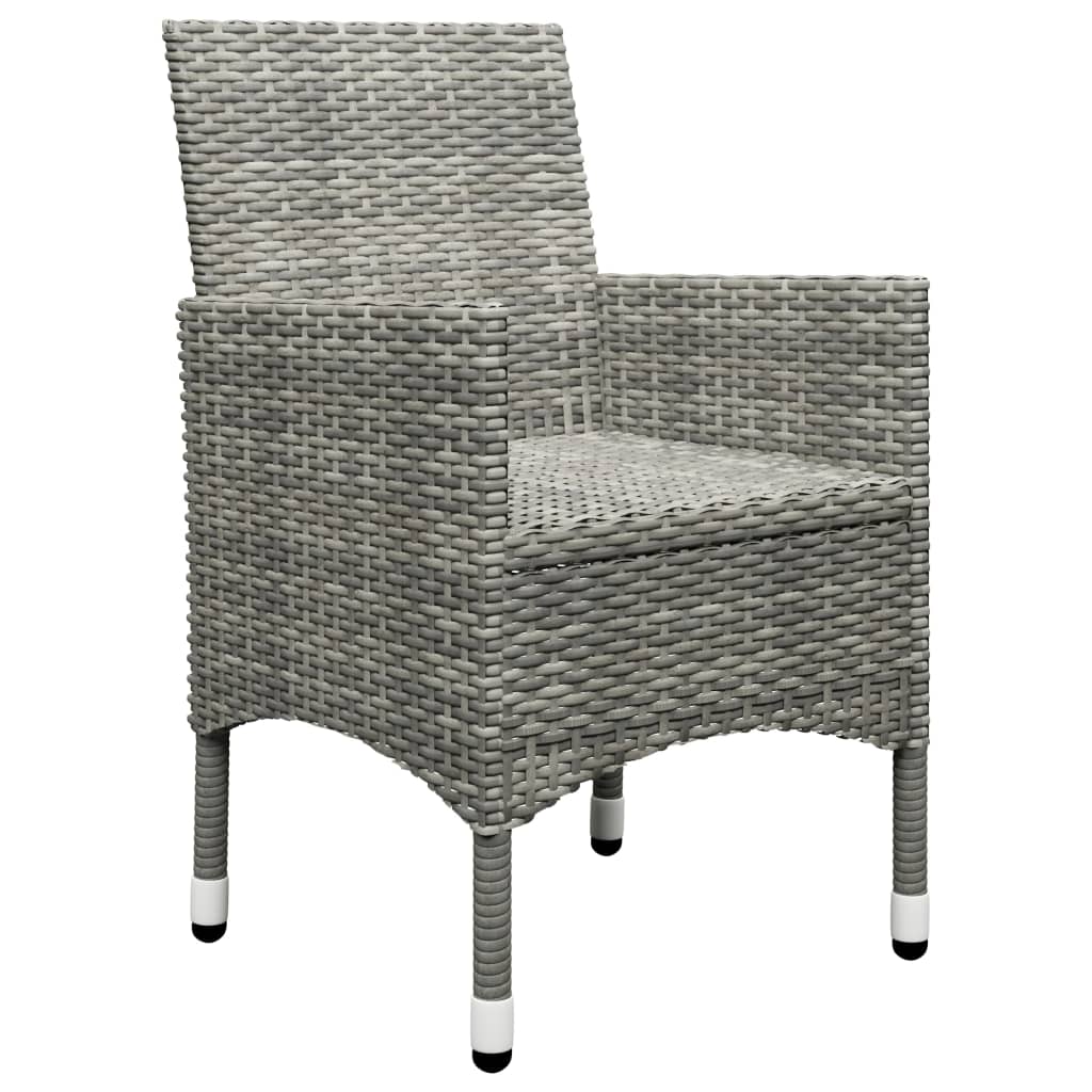 Set Bistrot Giardino 3 Pz Polyrattan E Vetro Temperato Grigio - Image 6