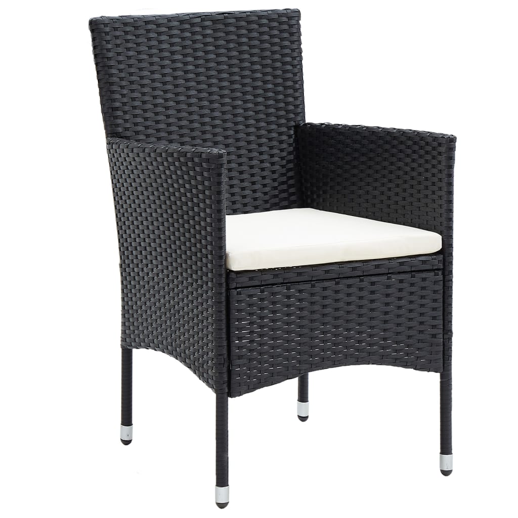 Set Da Bistrot Per Giardino 5pz Polyrattan Vetro Temperato Nero - Image 3