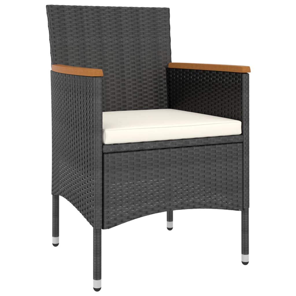 Set Da Bistrot Per Giardino 5pz Polyrattan Vetro Temperato Nero - Image 3