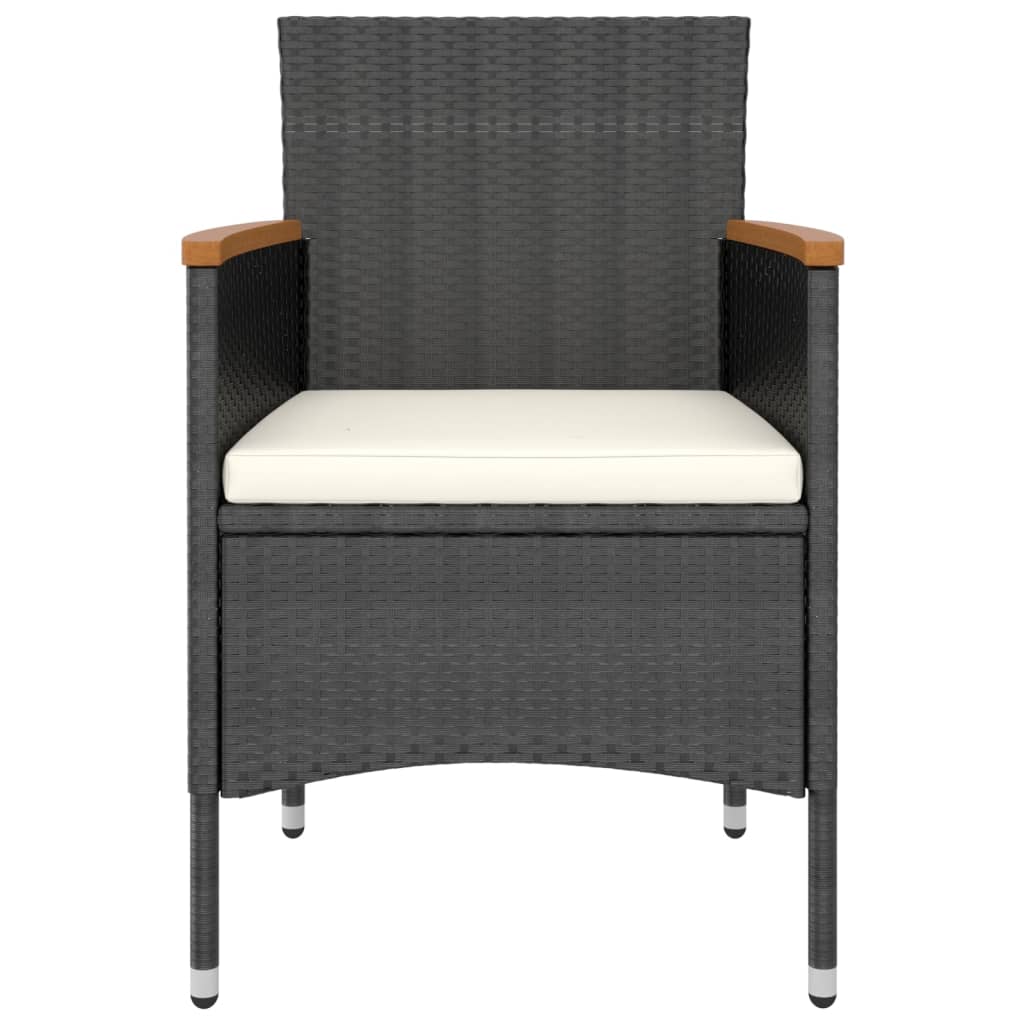 Set Da Bistrot Per Giardino 5pz Polyrattan Vetro Temperato Nero - Image 4