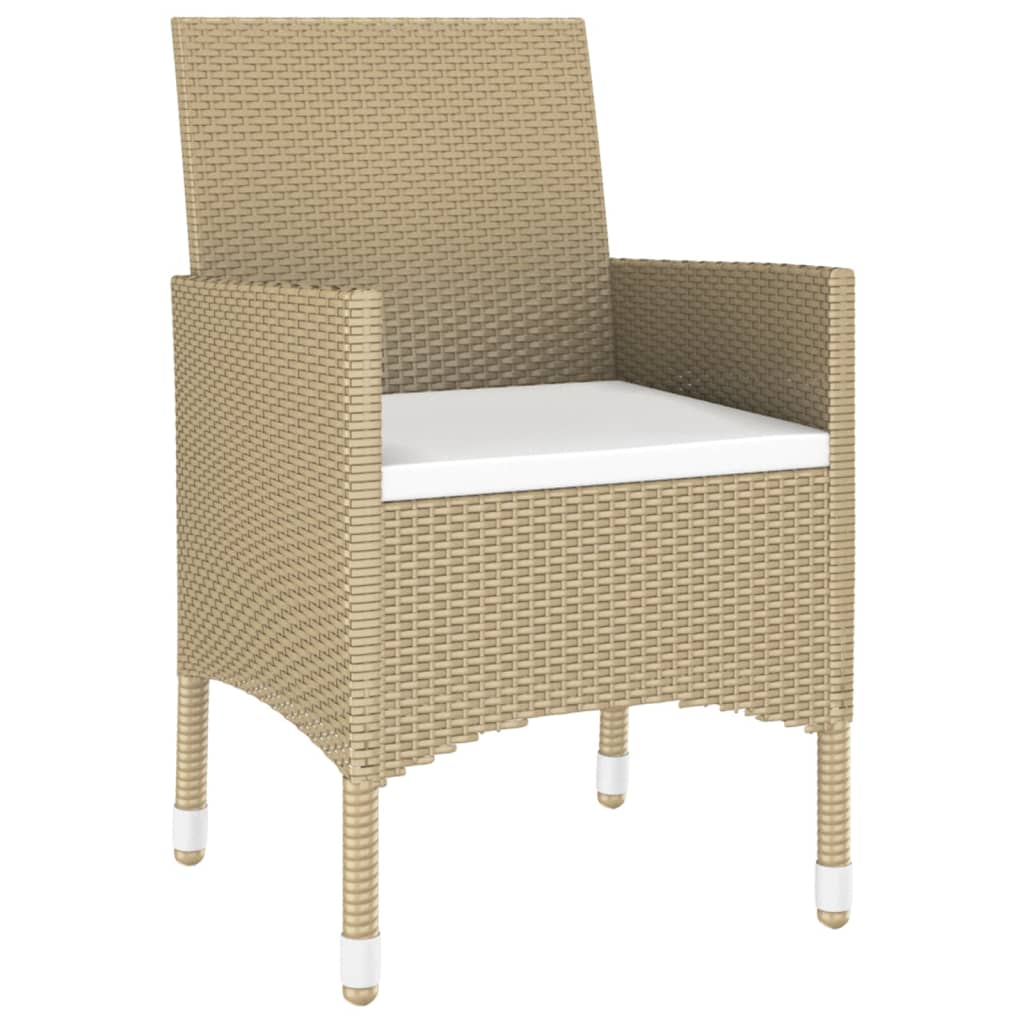 Set Da Pranzo Giardino 7 Pz Polyrattan E Vetro Temperato Beige - Image 3