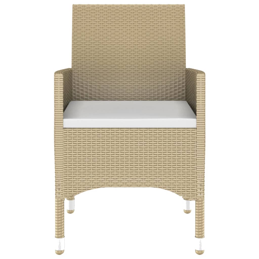 Set Da Pranzo Giardino 7 Pz Polyrattan E Vetro Temperato Beige - Image 4