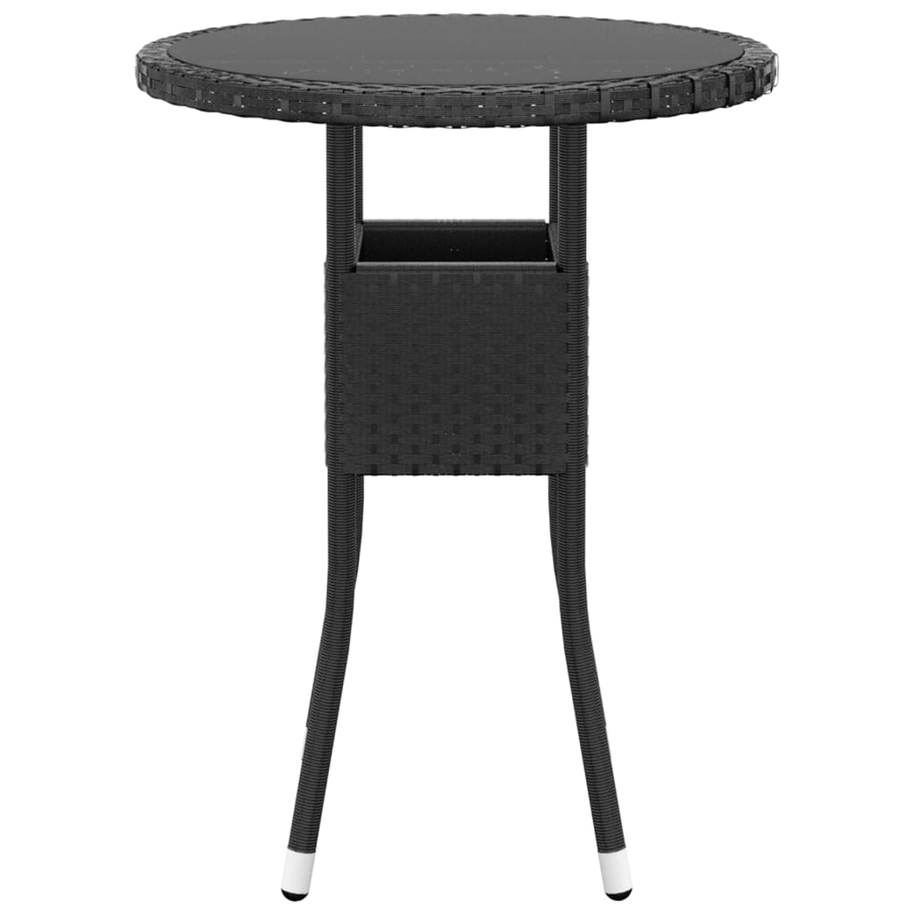 Set Da Pranzo Per Giardino 3 Pz In Polyrattan Nero - Image 4