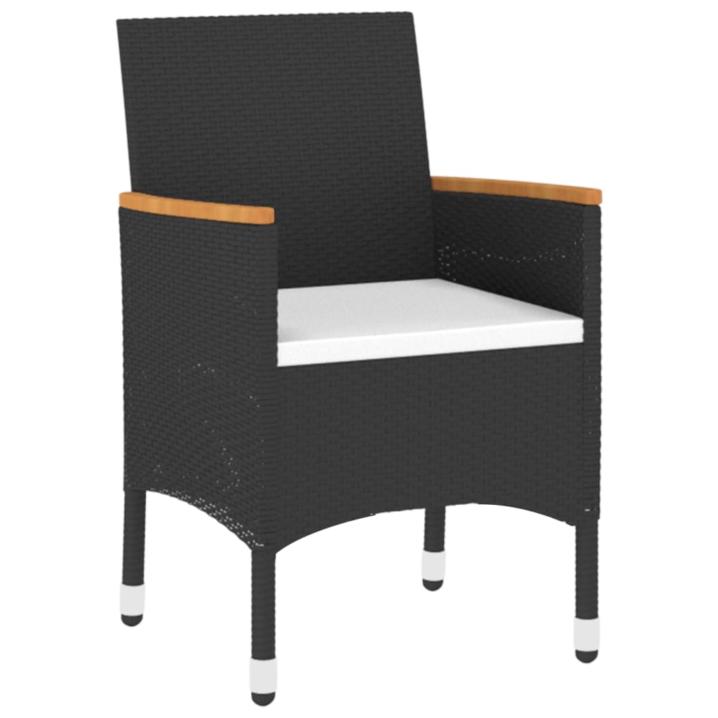 Set Da Pranzo Per Giardino 3 Pz In Polyrattan Nero - Image 5