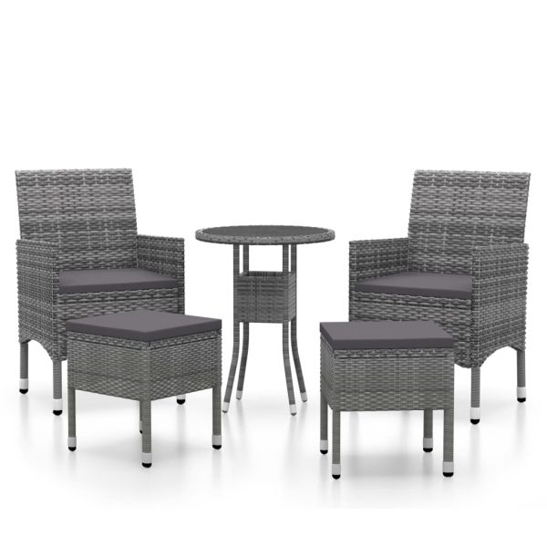 Set Divani Da Giardino 5 Pz In Polyrattan Grigio - Image 2
