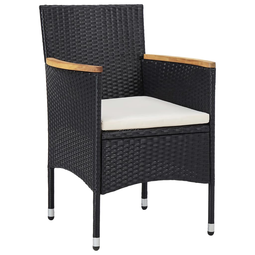 Set Da Pranzo Per Giardino 3 Pz In Polyrattan Nero - Image 3