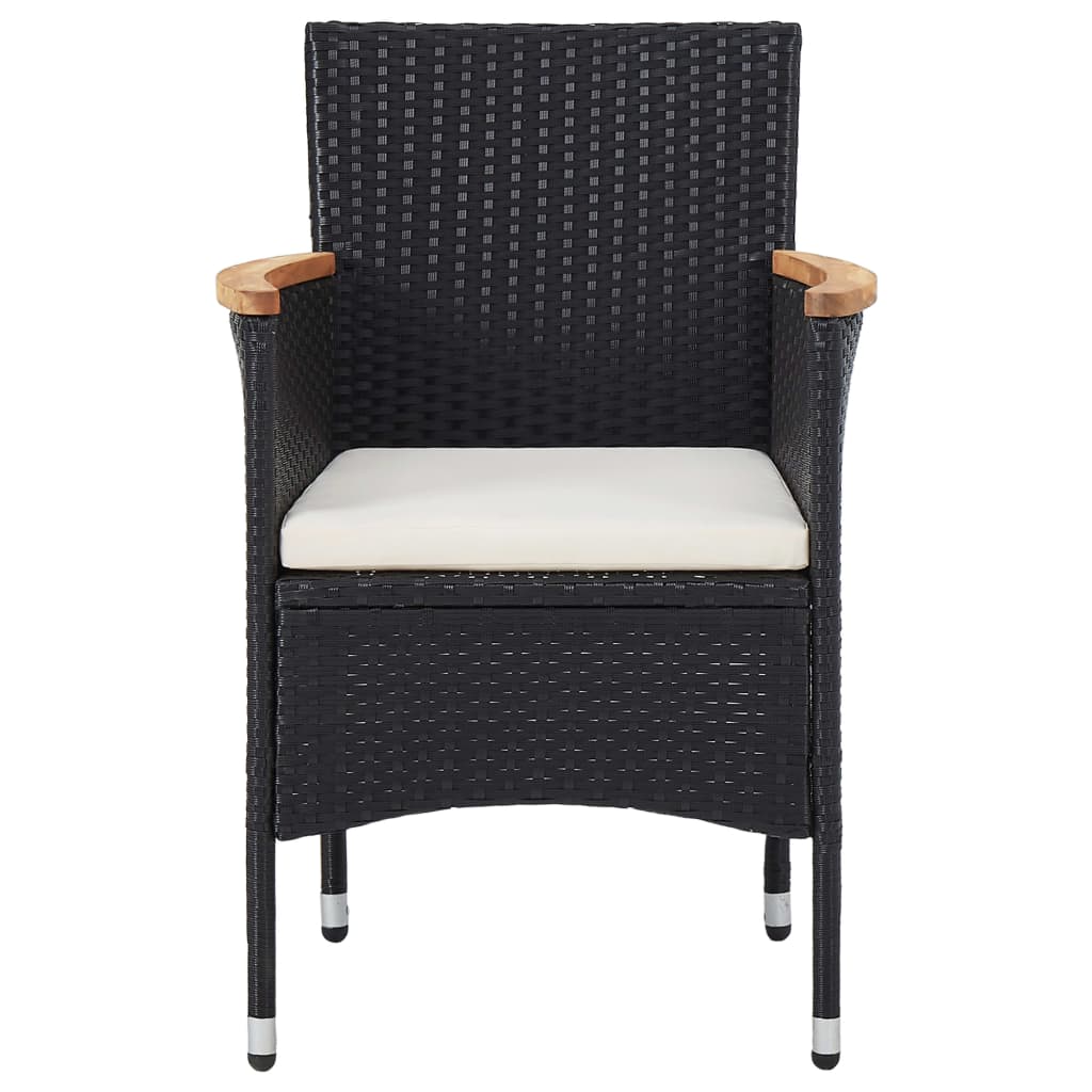 Set Da Pranzo Per Giardino 3 Pz In Polyrattan Nero - Image 4