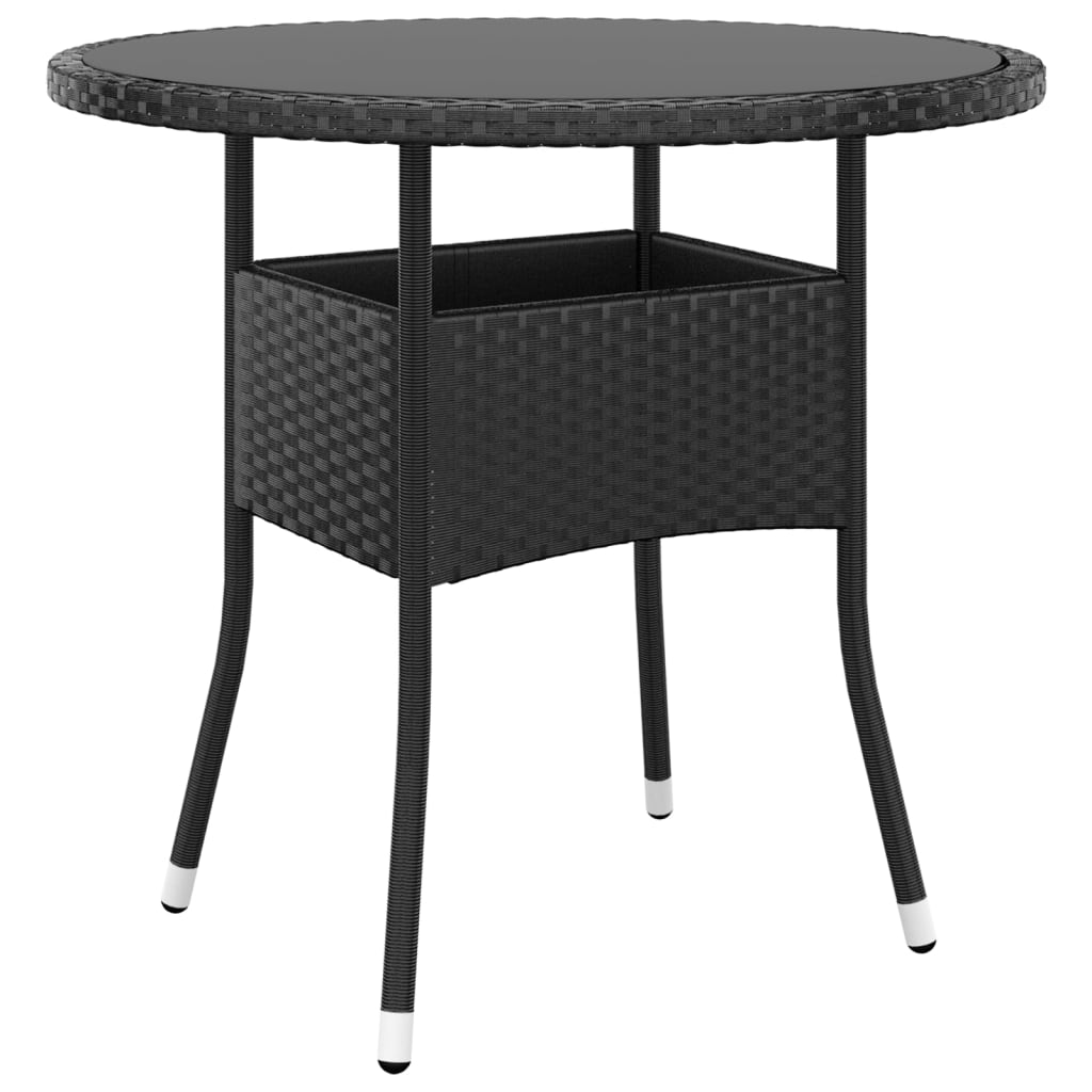 Set Da Pranzo Per Giardino 3 Pz In Polyrattan Nero - Image 5