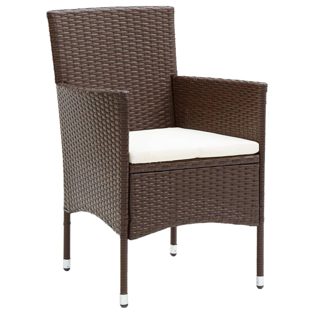 Set Da Pranzo Per Giardino 5 Pz In Polyrattan Marrone - Image 3
