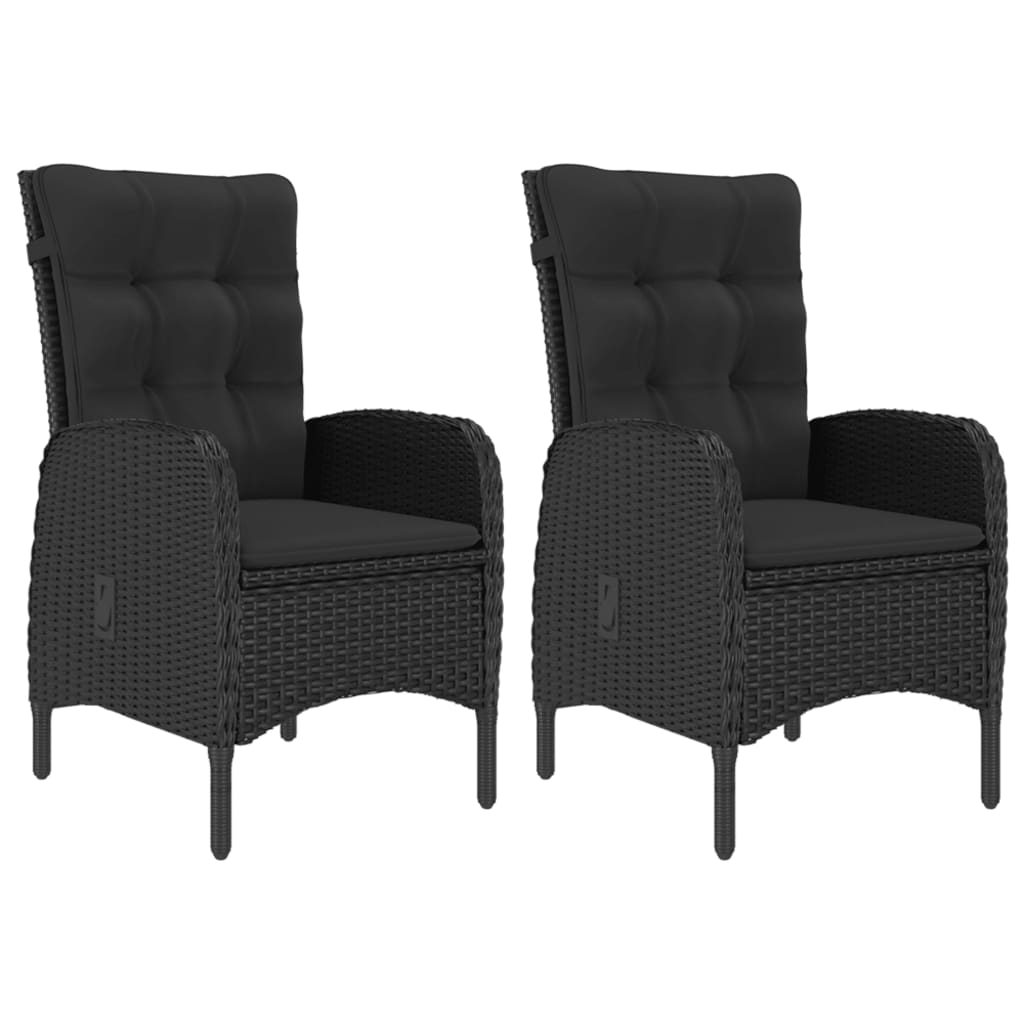 Set Da Bistrot Per Giardino 3 Pz In Polyrattan E Acacia Nero - Image 3