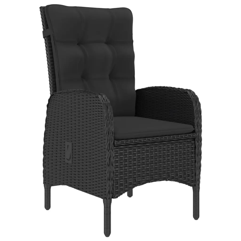 Set Da Bistrot Per Giardino 3 Pz In Polyrattan E Acacia Nero - Image 4